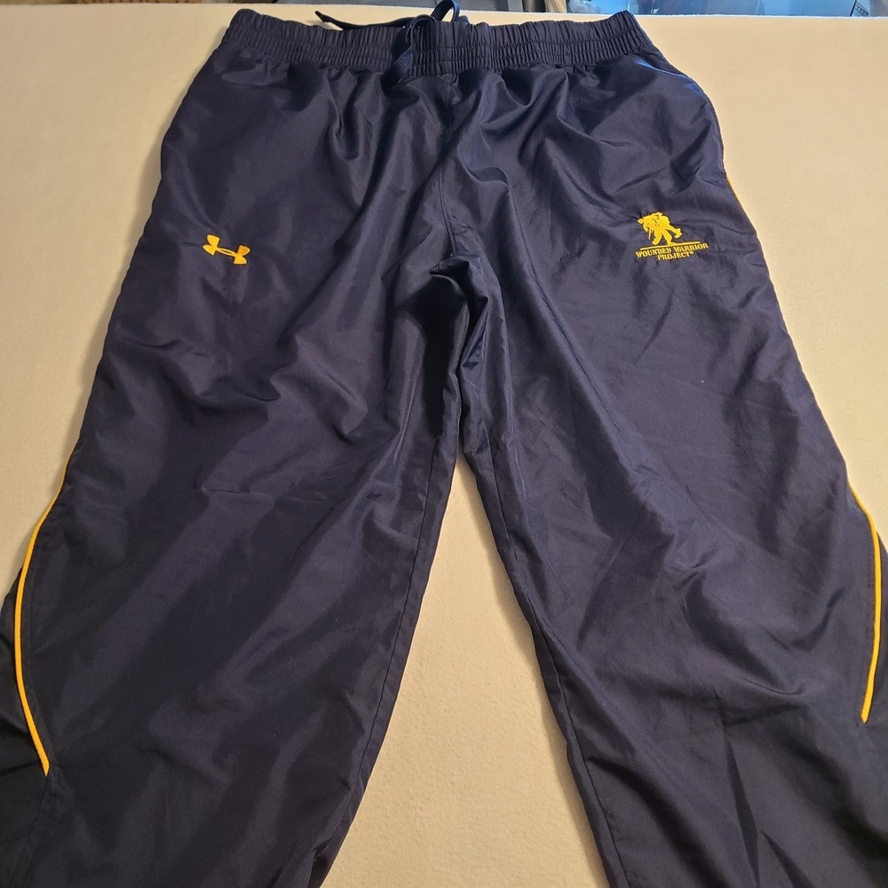 Under Armour Wounded Warrior Proj. Track Pants XL Navy Yellow Windbreaker zipper
